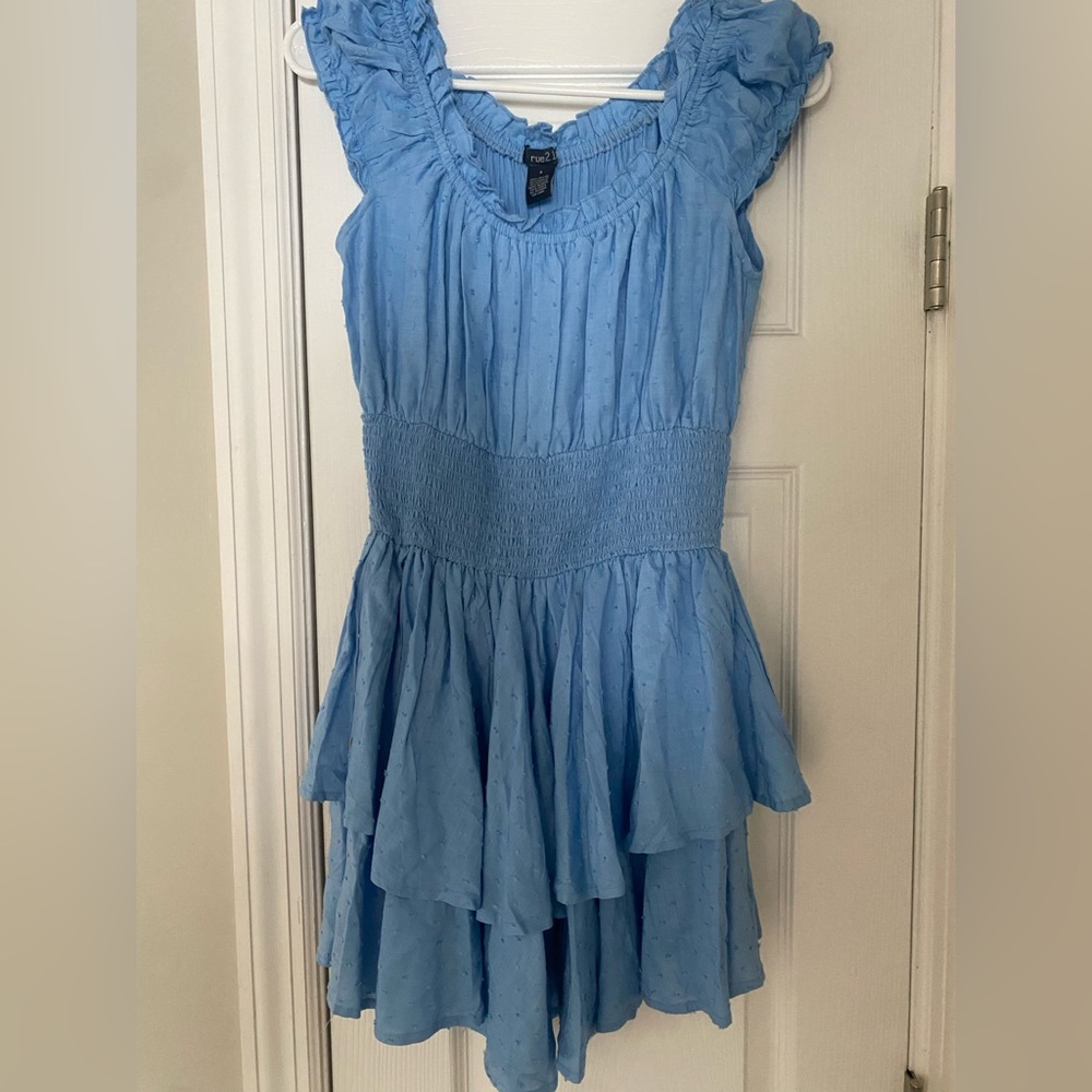 blue flowy romper
